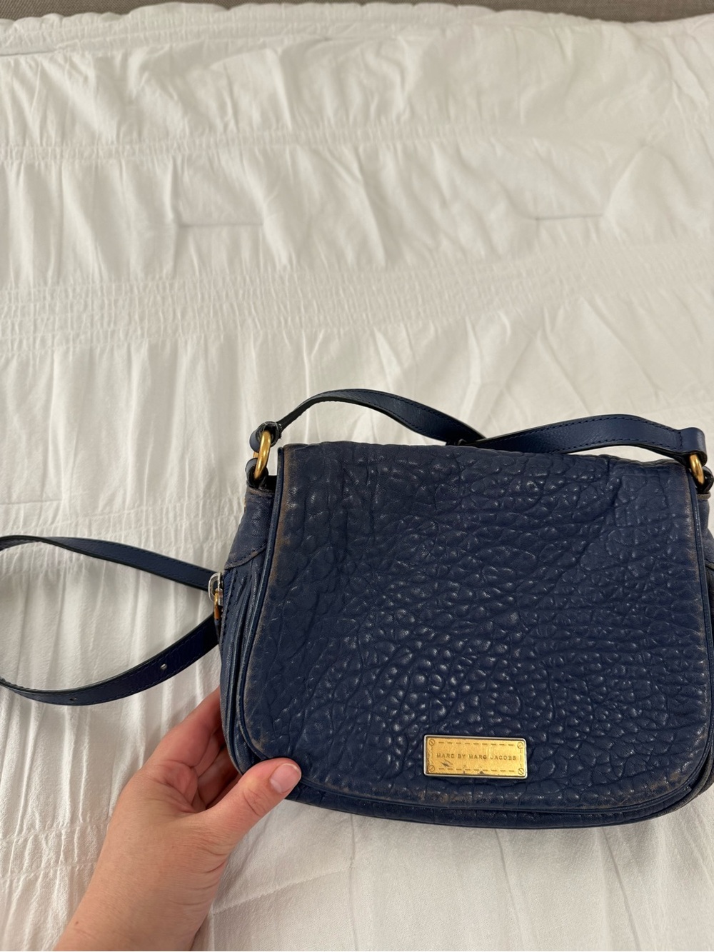 Marc by Marc Jacobs Blue Pebbled Leather Crossbody Bag Tassel Purse